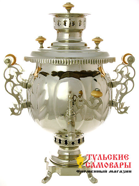 Самовар на дровах 4,5 л никелированный шар завод Штамп фото 1 — Samovars.ru