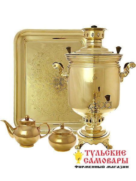 Набор "Классика" угольный самовар 7 л желтый цилиндр фото 1 — Samovars.ru