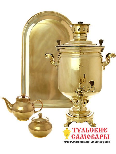 Набор с угольным самоваром 7 литров желтый цилиндр фото 1 — Samovars.ru