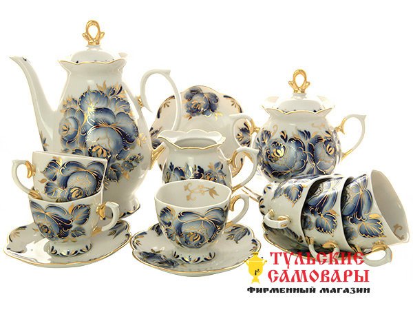 Кофейный сервиз Елена Голубая мечта 6/15 Добрушский фарфоровый завод фото 1 — Samovars.ru