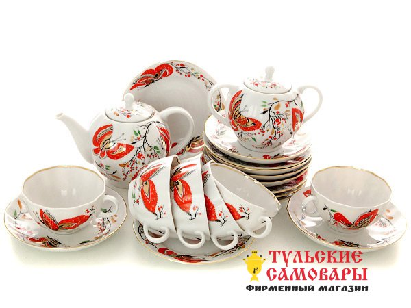 Сервиз чайный ф. Тюльпан рис. Бабочки 6/20 Императорский фарфоровый завод фото 1 — Samovars.ru